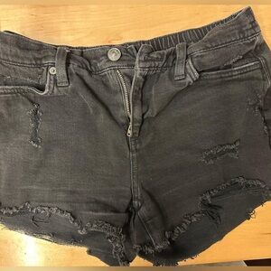 aerie Washed Black Distressed Denim Cutoff Shorts